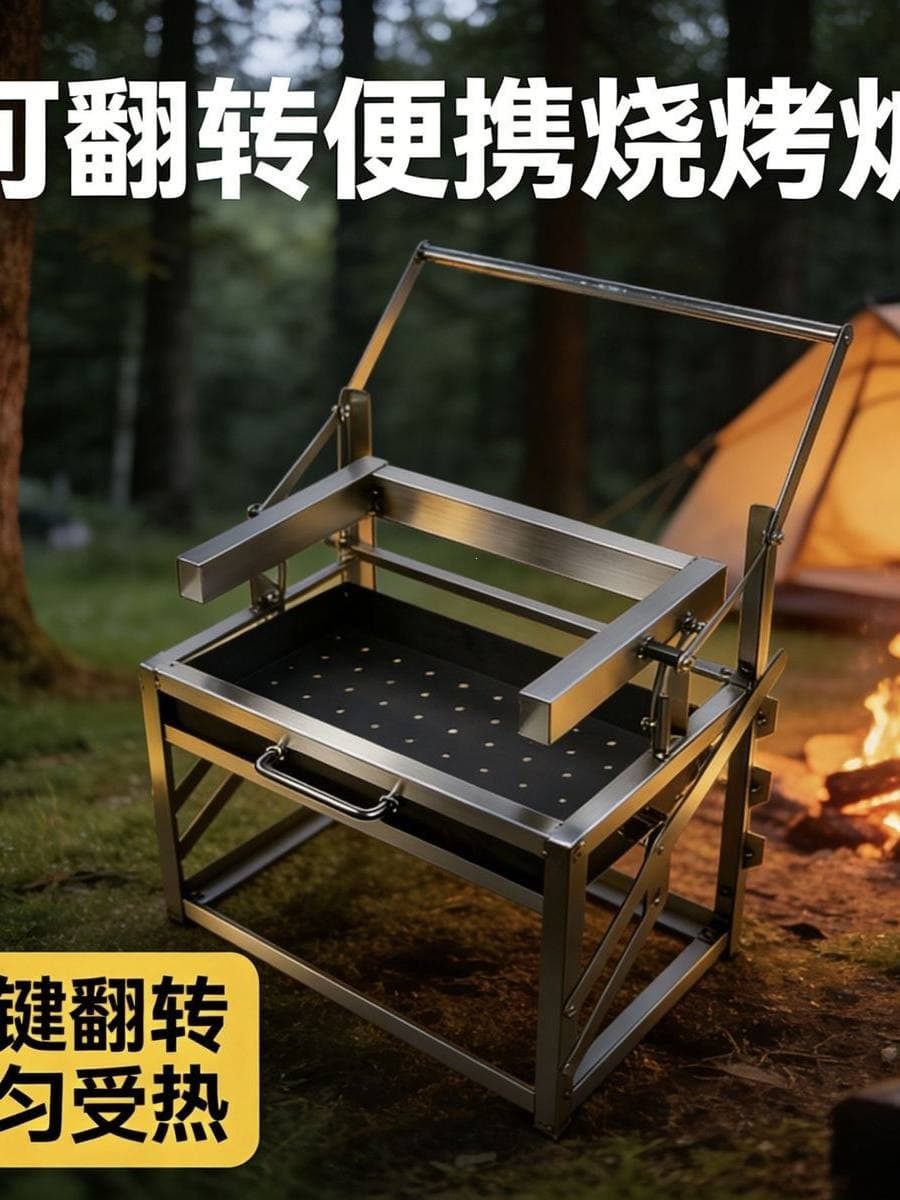 Outdoor BBQ Rotating Grill Rack for Home Garden BBQ Grill, Heightened, Thickened, Rotating, Constant Temperature for Outdoor Camping