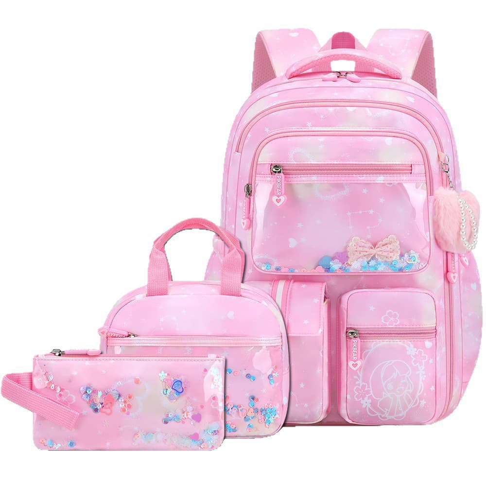 Cross-border Elementary School Backpack for Girls Grades 3-6, Refrigerator-Style Multi-Compartment, Weight-Reducing, Large-Capacity Children's Double-Shoulder Bag