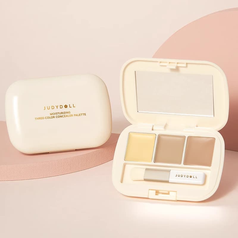 Judydoll Three-Color Concealer Palette Concealer Cover Spots Acne Scars Face Concealer Highlighter Concealer