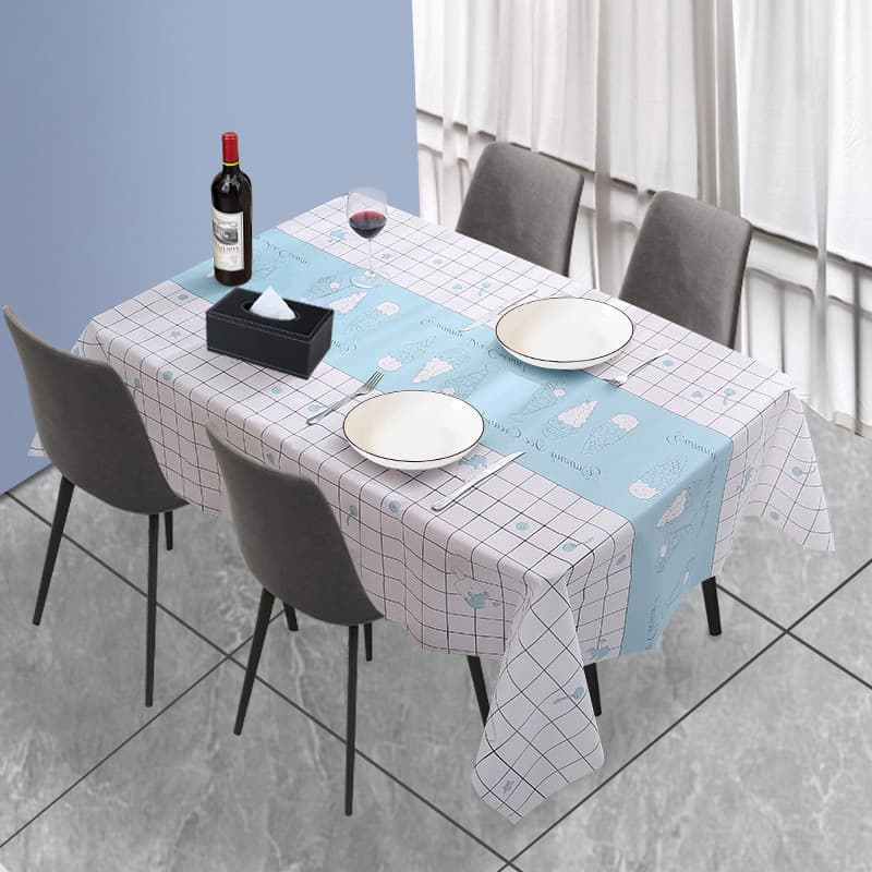 Trendy Minimalist Nordic Grid Tablecloth Waterproof No-Wash PEVA Table Mat Oil-Proof Table Cover