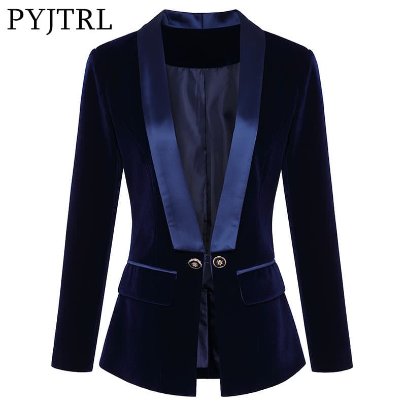 Women's Blazer, European and American Runway Elegant Solid Color Suit Jacket, Slim Fit Velvet Blazer for Women