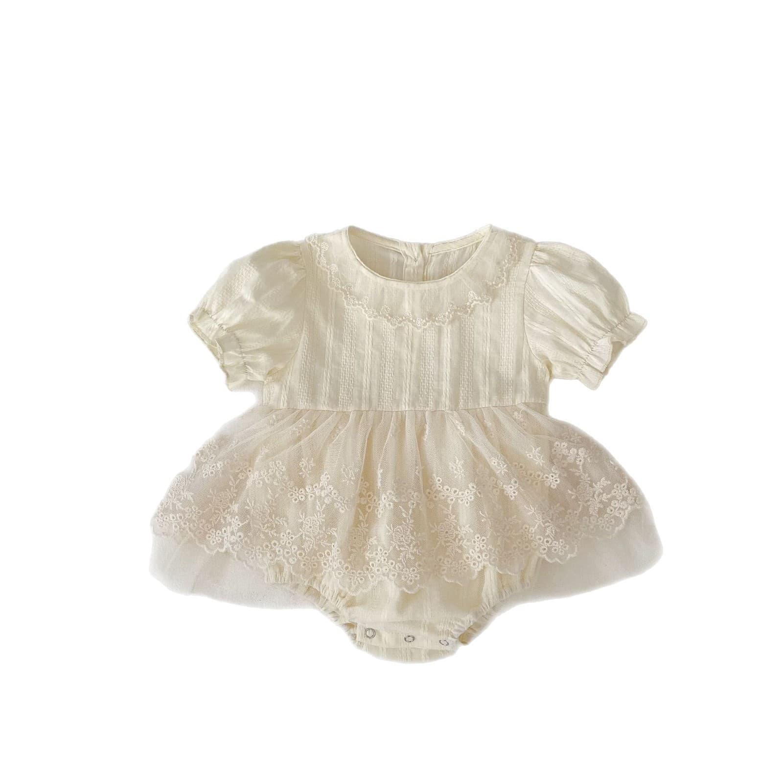 Factory Direct Baby Dress Class A Pure Cotton Lace Trim Mesh Bodysuit Dress Baby Bodysuit Summer Style