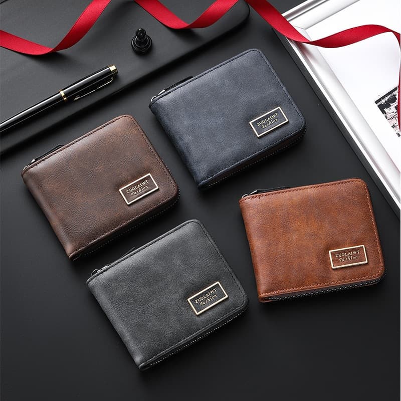 Summer Ultra-Thin Men's PU Leather Wallet with Coin Pocket, Multi-Card Slots, Vintage Style for Teens