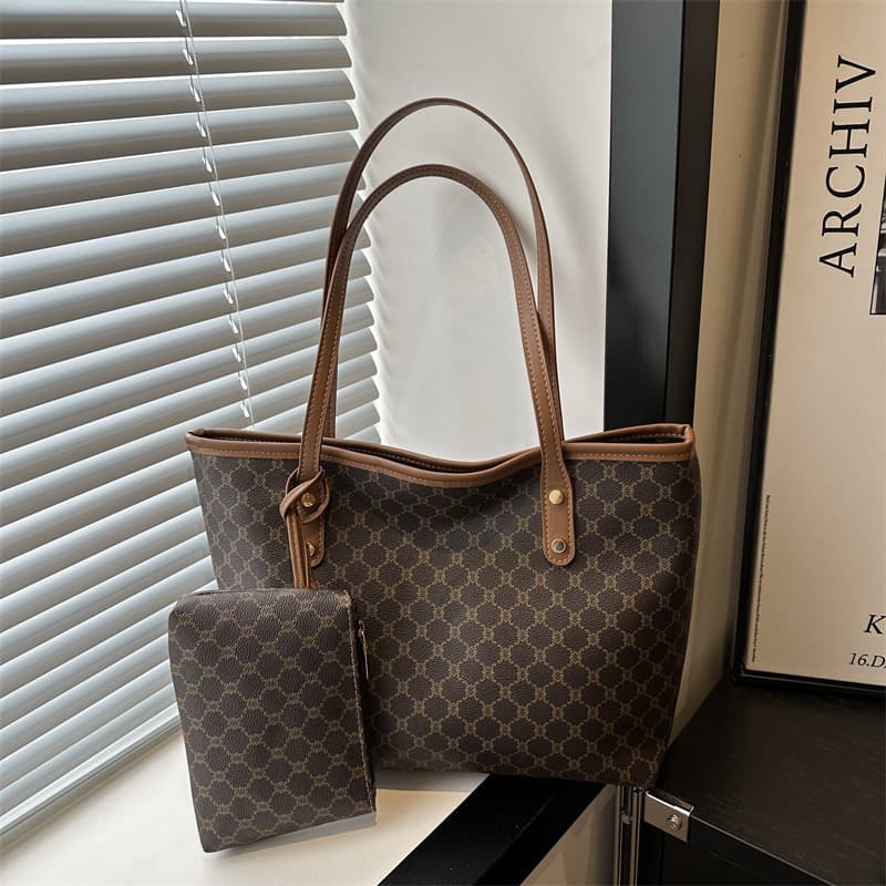 Commuting Large-Capacity Mother-Daughter Bag 2026 New Korean Style Shoulder Bag Plaid Print High-End Tote Handbag