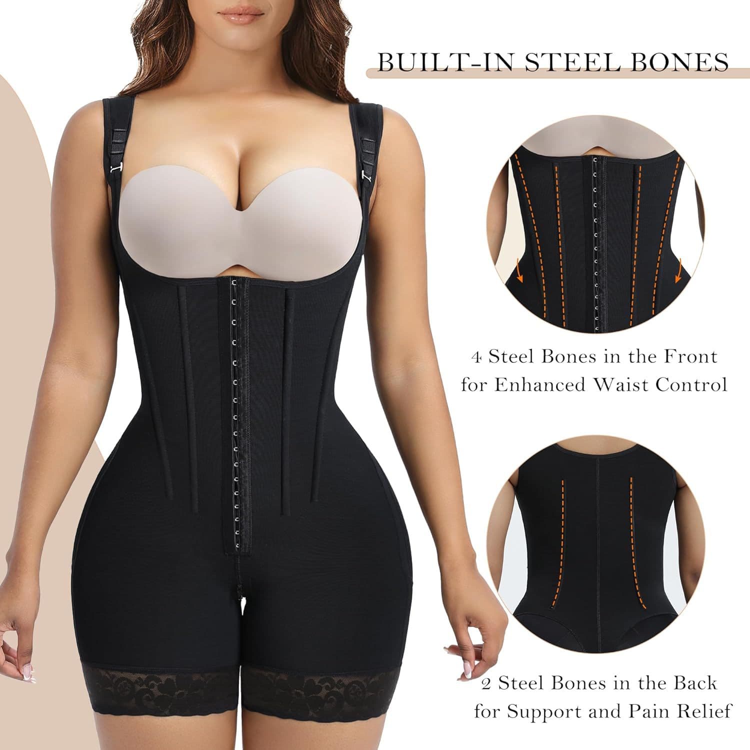 2025 New Shapewear Women Tummy Control Cross-Border Export Integrated Shaping Garment with Ribbons