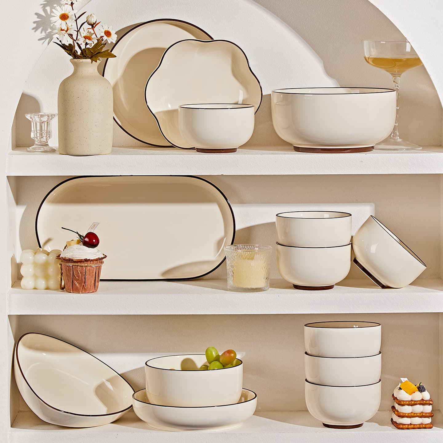 Underglaze color 2026 new high-value ceramic bowls and plates, good-looking rice bowl tableware set, bowl and dish set combination