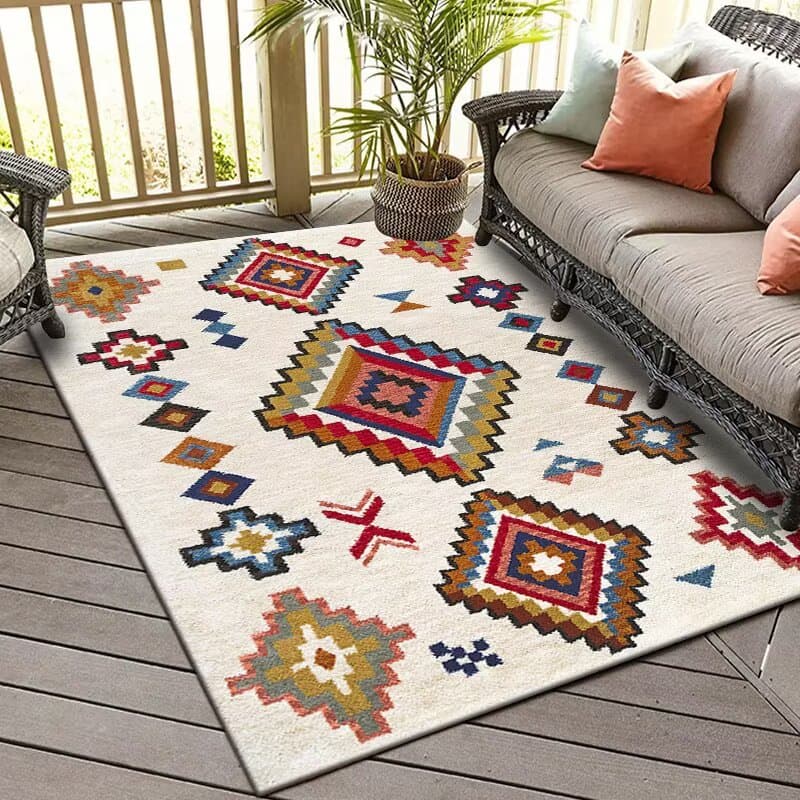 Cross-border Nordic Ethnic Style Home Living Room Decorative Rug Moroccan Style Vintage Sofa Coffee Table Stain-Resistant Mat