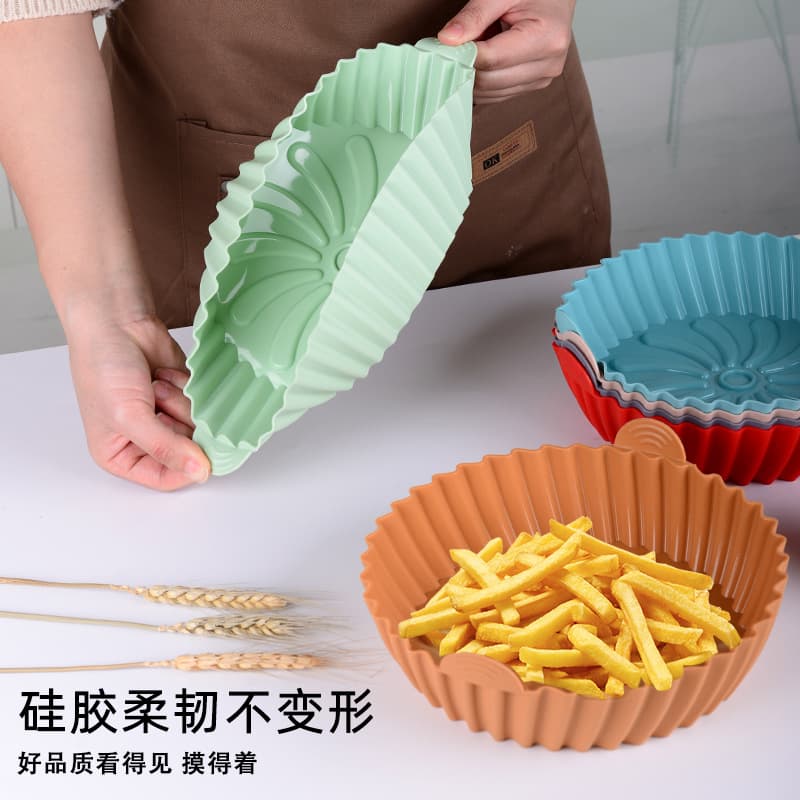 Food-Grade Air Fryer Baking Pan Household High-Temperature Resistant Round Silicone Mold Baking Tray