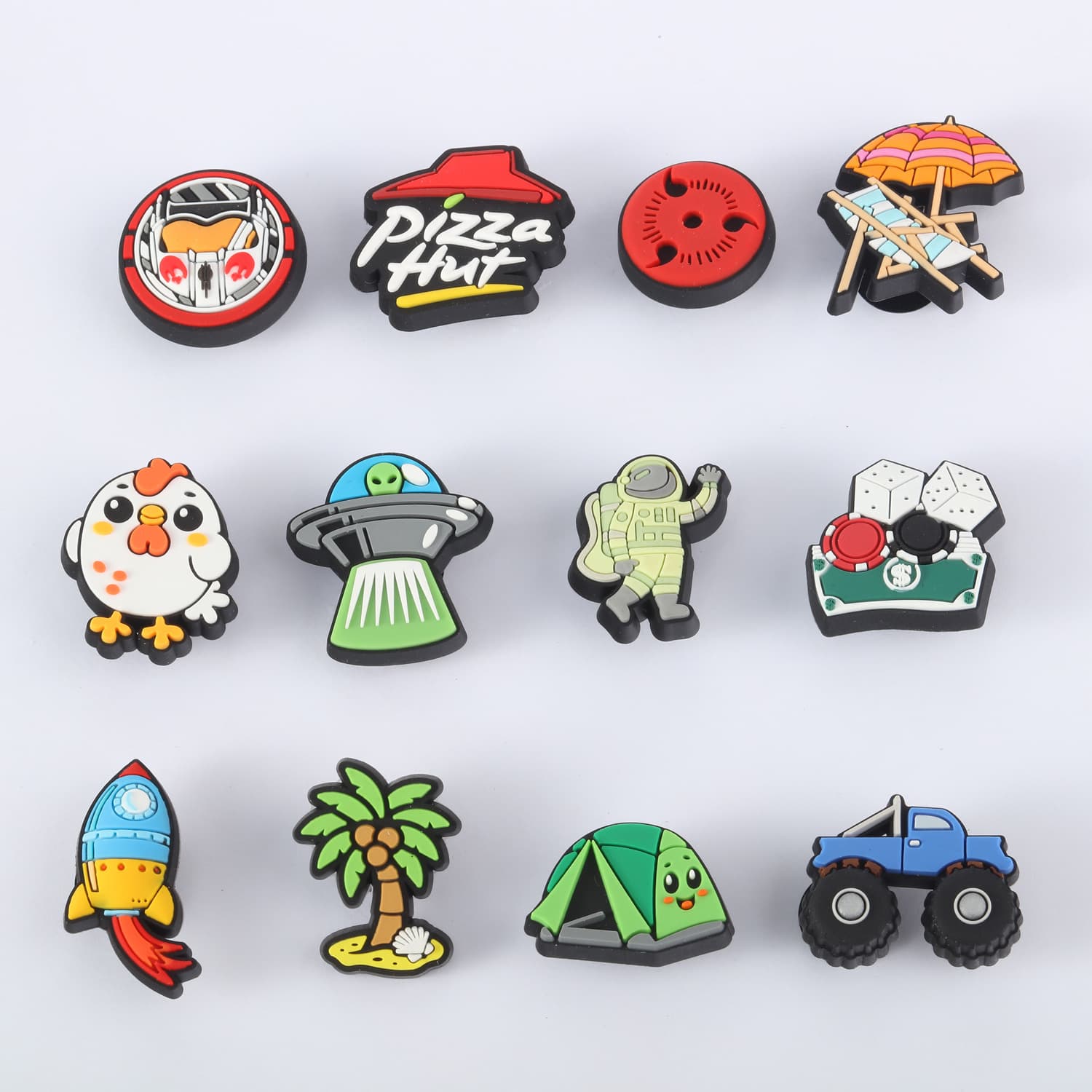 New 3D Chunky Sandal Charms PVC Shoe Decor Shoe Buckle UFO Rocket Flower Decoration Accessories Cross-Border Stock