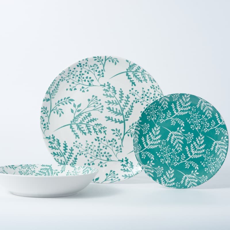 Ceramic tableware printed underglaze color home dining plate set three-piece soup plate foreign trade export home dishes preparation