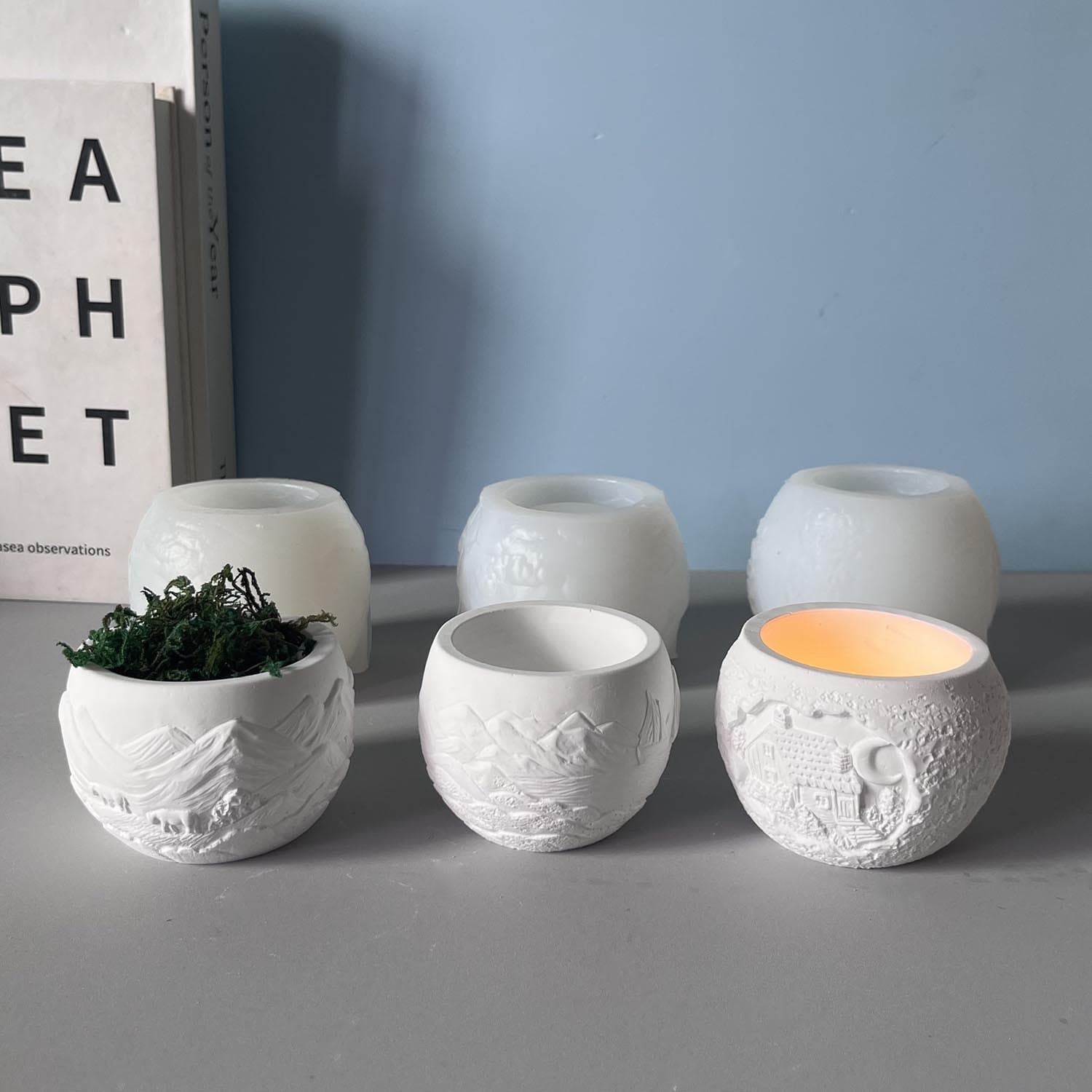 Sail Cottage Candle Cup Jar Silicone Mold Potted Flower Pot Gypsum Cement Mold Candlestick Decoration Mold