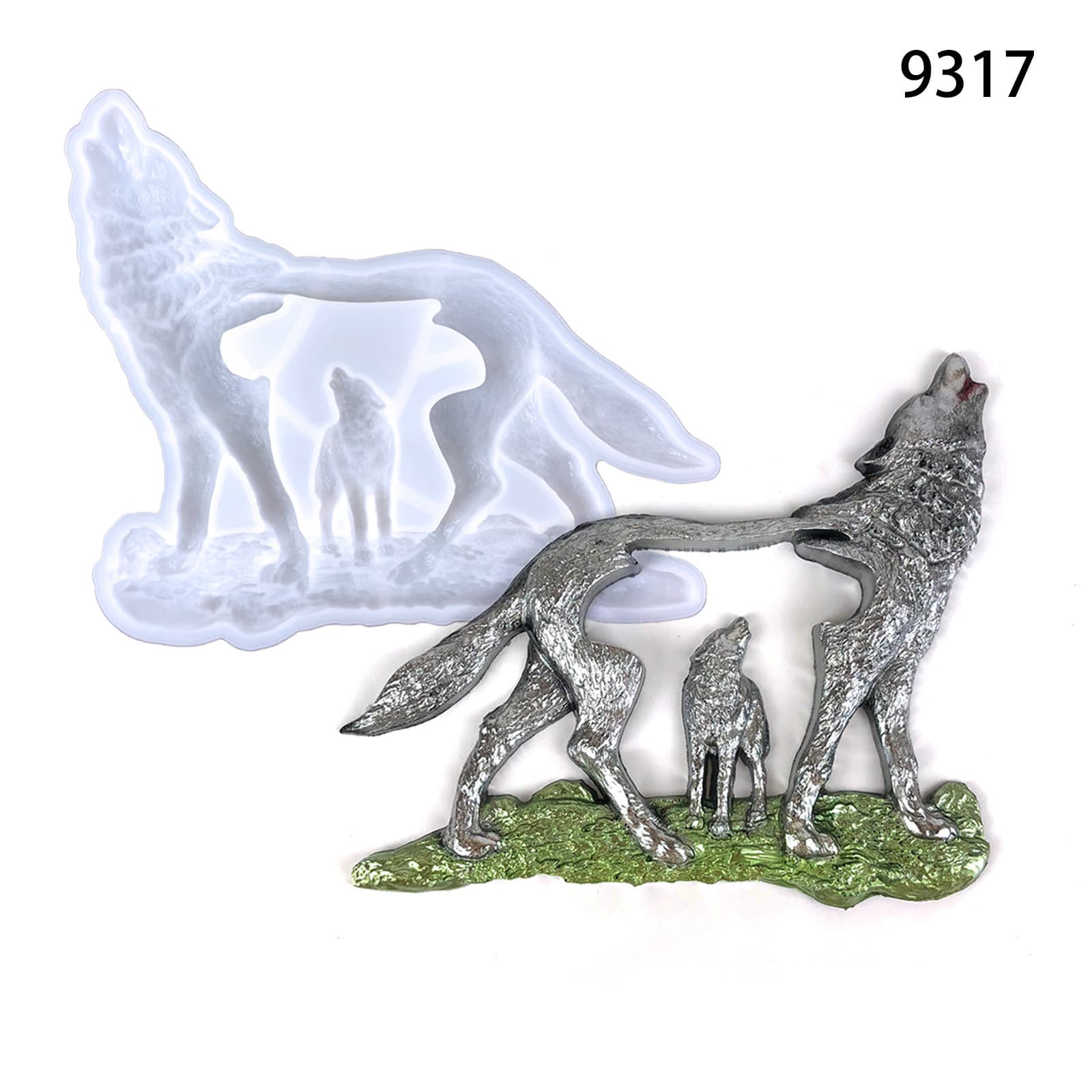 Wolf ornaments silicone mold hollow wolf pendant wall decoration animal wall stickers semi-three-dimensional forest wolf glue mold
