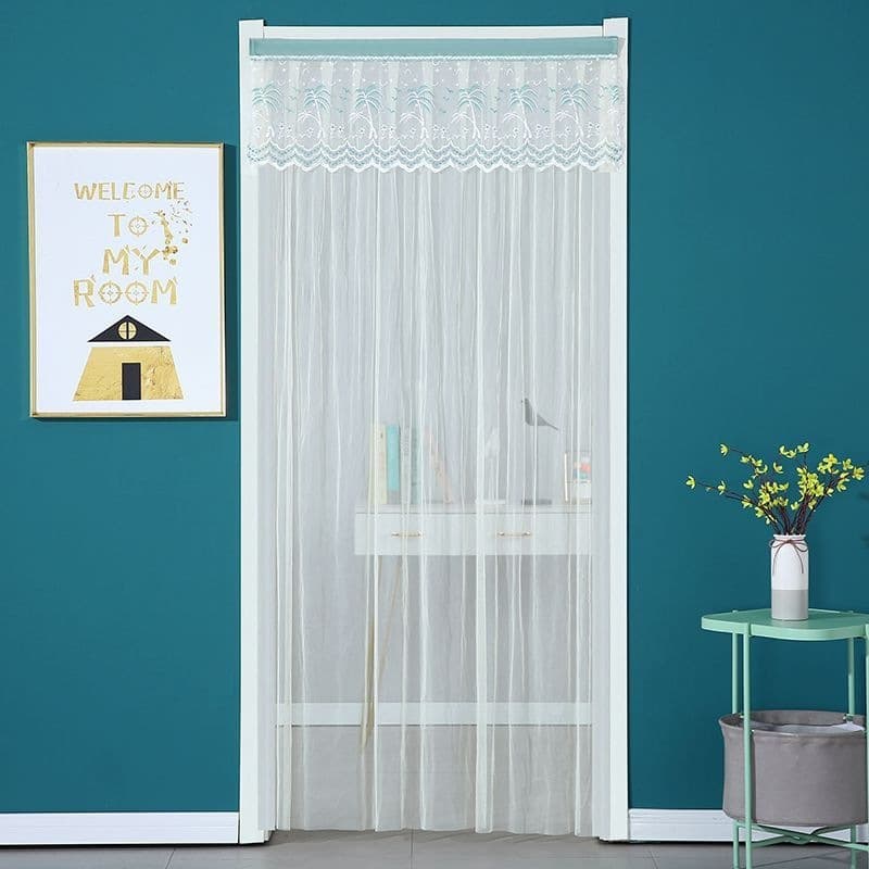 Summer Door Curtain Double Layer Bedroom Gauze Decorative Magic Partition Kitchen Lace Perforated Fly-Proof Hanging Curtain