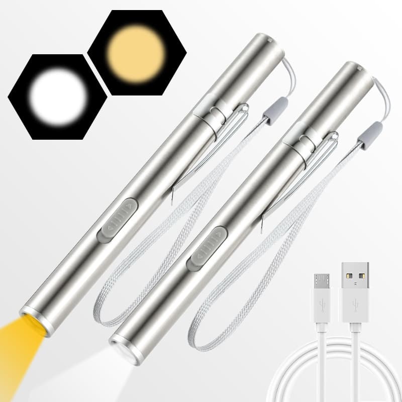 usb rechargeable mini flashlight outdoor flashlight pupil pen mouth, ear and nose inspection flashlight stainless steel flashlight wholesale
