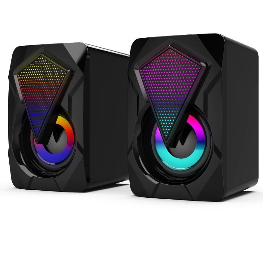 X2 Multimedia Desktop Computer Speaker for home use, mini RGB colorful USB speaker with wired subwoofer