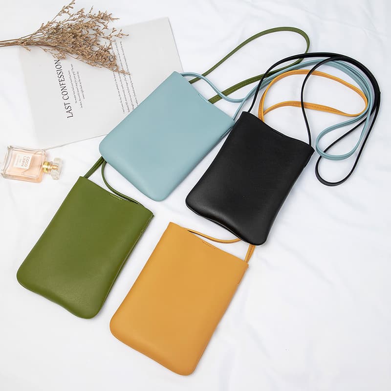 Factory Direct Women's Vertical Small Fashionable Simple Soft Surface Bucket Bag Crossbody Mobile Phone Bag
