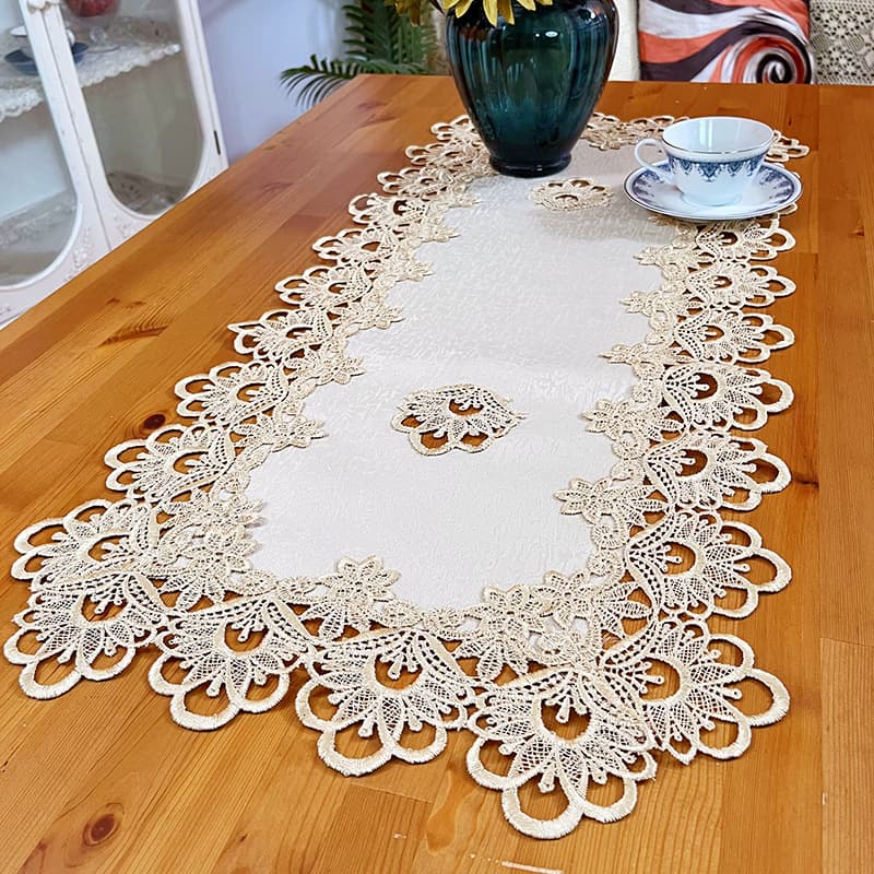European French Light Luxury Hollow Embroidery Premium Dustproof Dining Table Coffee Table Mat Table Runner Cover Cloth Tablecloth