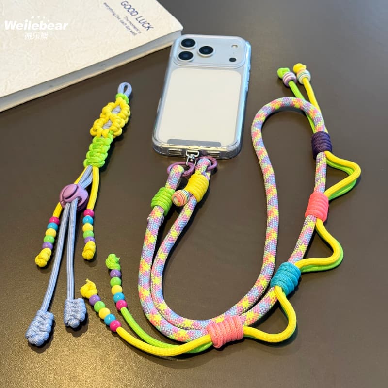 Dopamine Flower Woven Mobile Phone Lanyard Cross-Body Adjustable High-End Strong Camera Pendant Anti-Lost Strap Chain