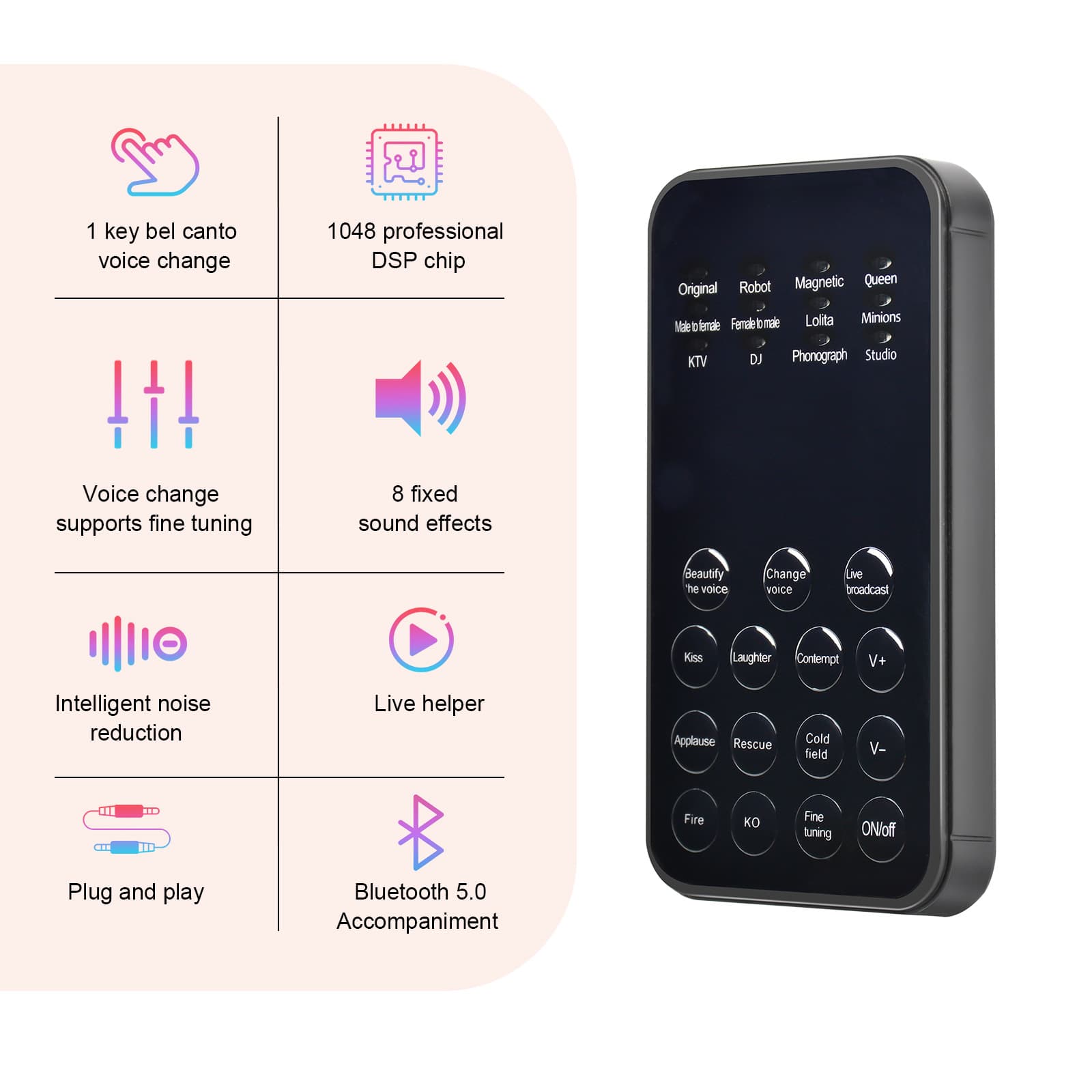 Mini Universal Voice Changer for Mobile Computer One-Click Beautiful Sound Recording Gaming Digital Products