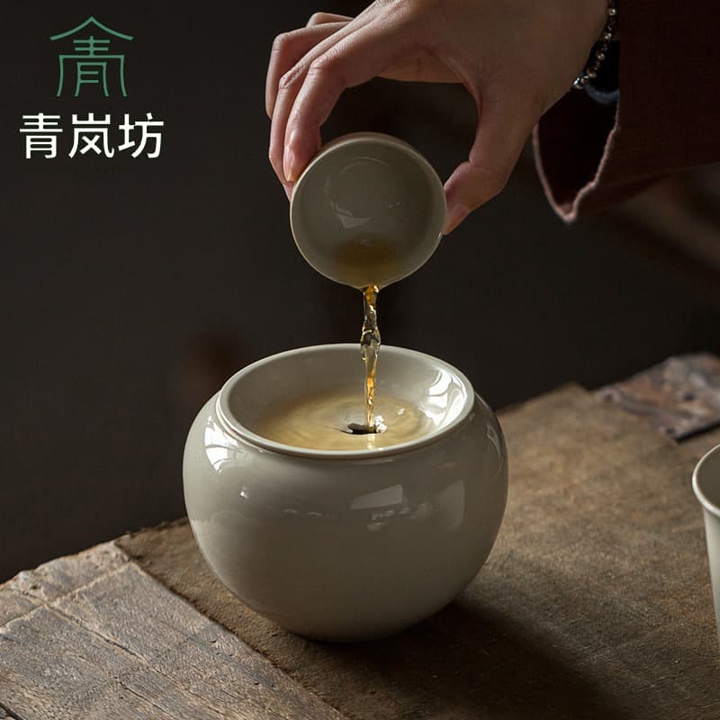 Small Ceramic Tea Bowl for Washing Tea Residue, Suitable for Home Use, Tea Ceremony Accessories, Kung Fu Tea