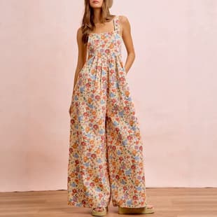 Export Exclusive 2026 Summer Floral Print Bib Overalls European and American Casual Wide-leg Jumpsuit Vacation Style Women's Clothing
