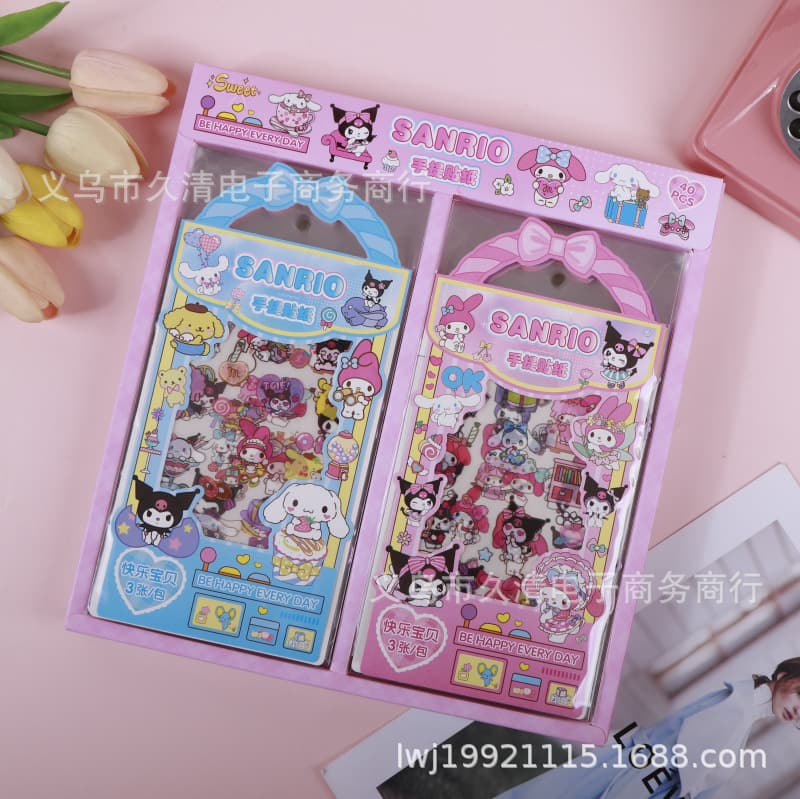 SZ/355 Feishinuo 3 Sheets 40 Pieces Boxed Handheld Journal Stickers Zemu Home Cute Transparent Girl Heart Journal Stickers