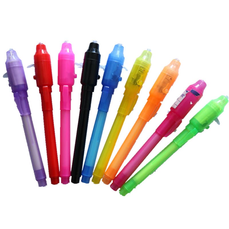 Plastic Large Head UV Light Pen Invisible Ink Pen Wholesale LED Glowing Ultraviolet Magic Light Pen Multifunctional UV Light Pen