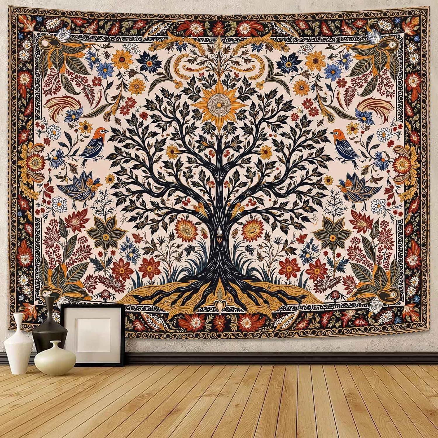 Cross-border drop shipping Persian style tree of life retro pattern artistic decorative tapestry aesthetic home decoration