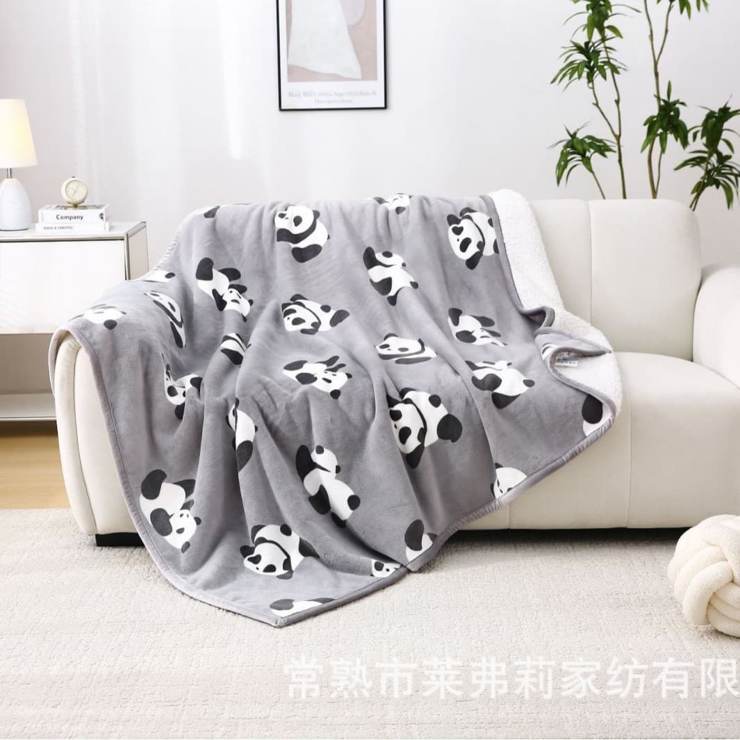 Antistatic Cartoon Children's Blanket Panda Blanket Autumn and Winter Thickened Air Conditioning Blanket Milk Velvet Cover Blanket Student Napping Blanket