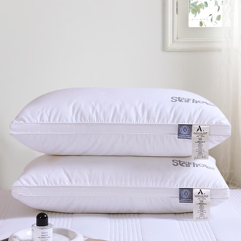 Manufacturer's pillow cores: Class A 100% cotton star-rated hotel pillows, 100% cotton down pillows, 100% cotton pillow cores, high, medium, and low pillows.