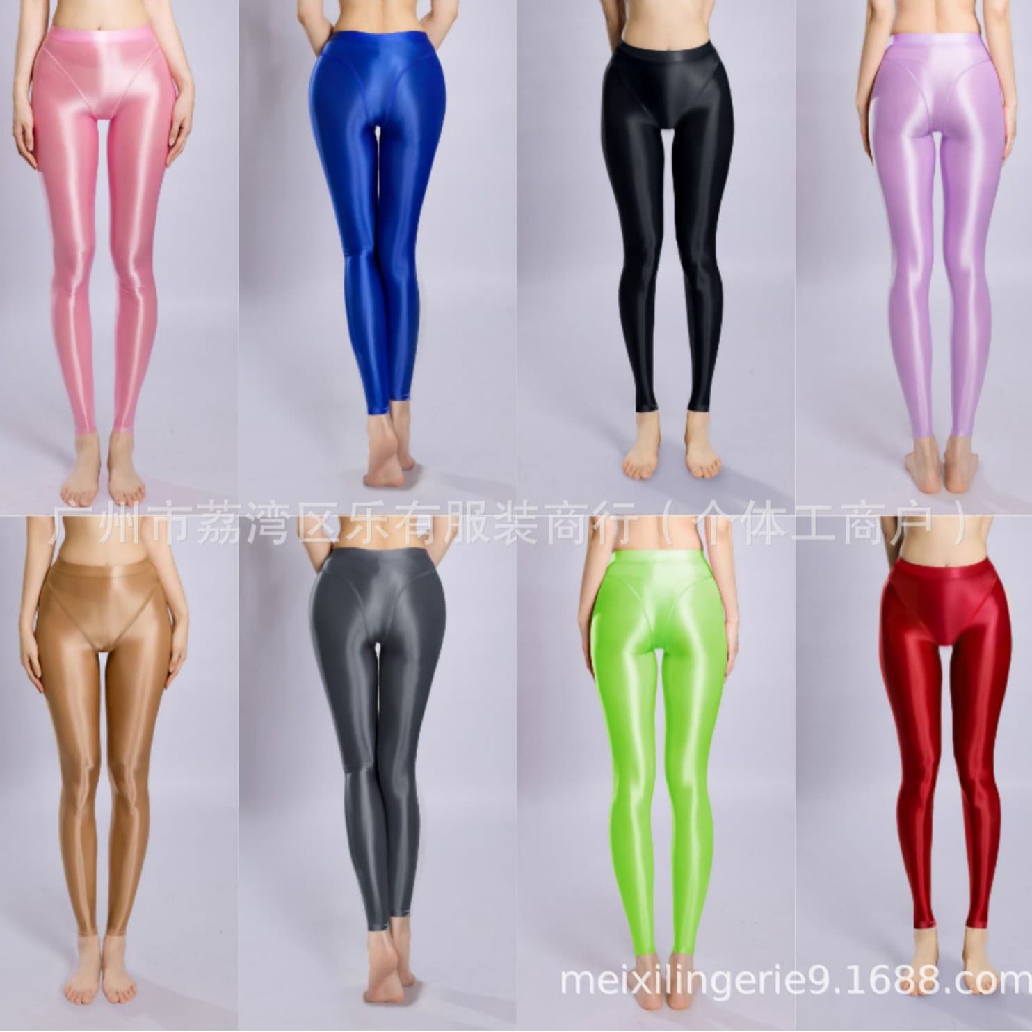 EU-US Cross-Border High Elasticity Plus Size Glossy Silky Faux Two-Layer Base Yoga Sheer Sexy Pants 7211