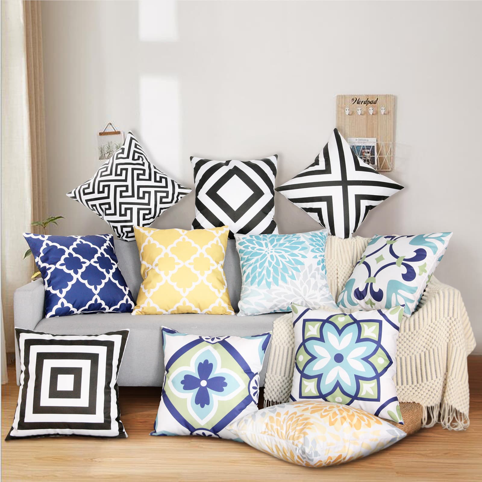 New European and American Cross-Border Ins Hot Selling Waterproof Sofa Cushion Cover New Outdoor Floral Pattern Throw Pillow Case Factory Stock