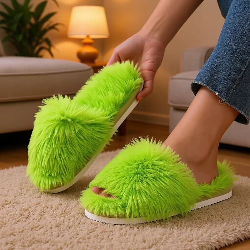 Cross-border Hot Seller Fuzzy Slippers for Autumn and Winter Indoor Use, Korean Style Thick Sole, Factory Wholesale Fashionable Fuzzy Home Slippers