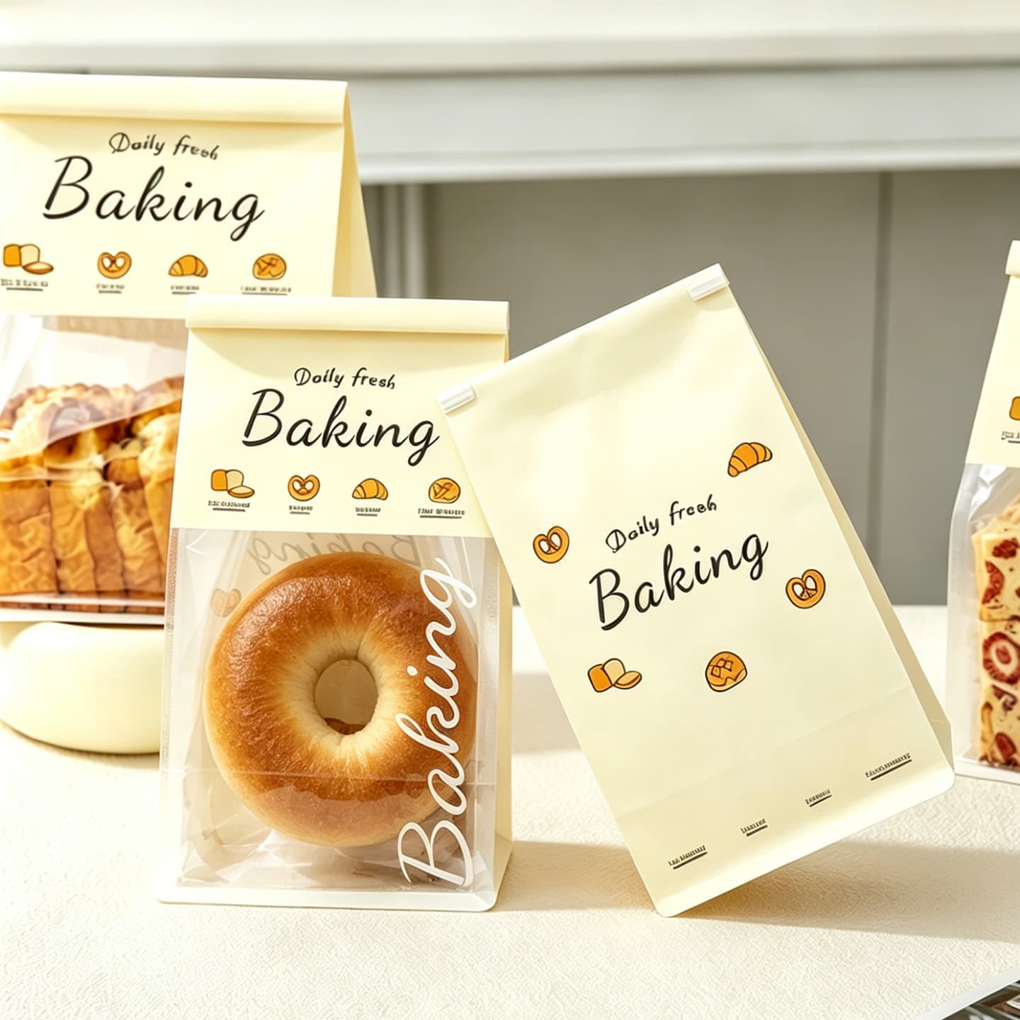 Toast Bag Resealable for Croissant Bagel Doughnut Sliced Bread Breakfast Bread Pouch