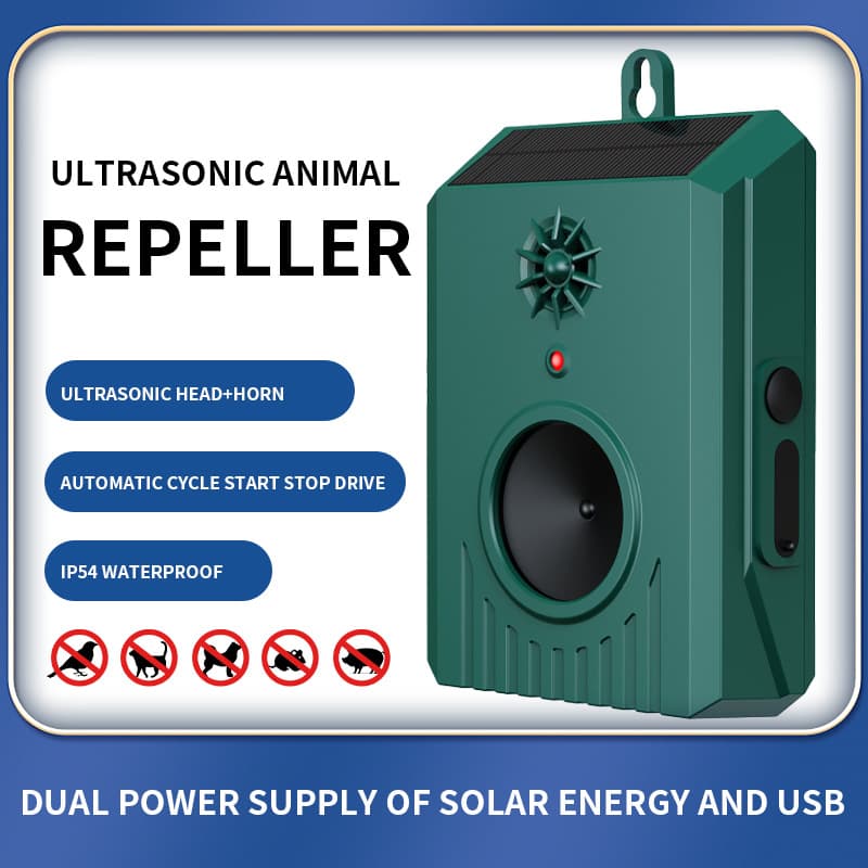 2025 Factory Hot Selling Ultrasonic Rodent Repeller, High-Power Bird Repeller, Dog Repeller, Solar-Powered Animal Repeller
