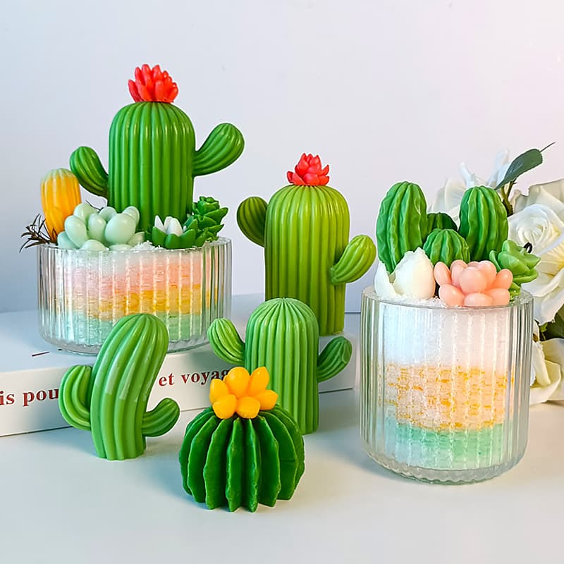 DIY Cactus Scented Candle Silicone Mold, Simulation Cactus Epoxy Resin Plaster Ornament Mold Stock