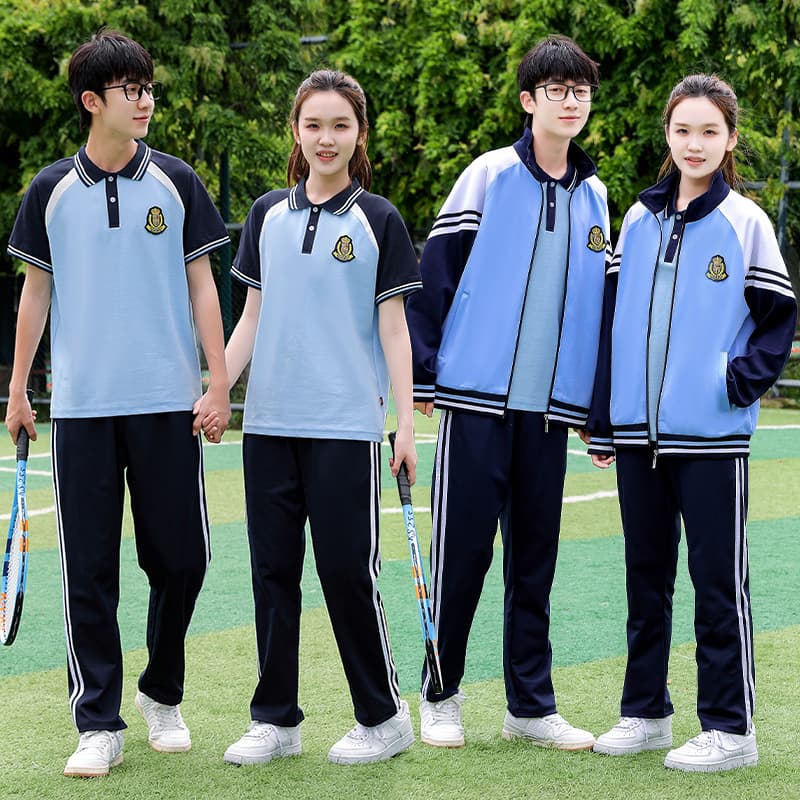 Spring/Autumn School Uniform Middle School Student Long-Sleeve Sportswear Set Junior High Senior High 3-Piece College Style Class Uniform Summer