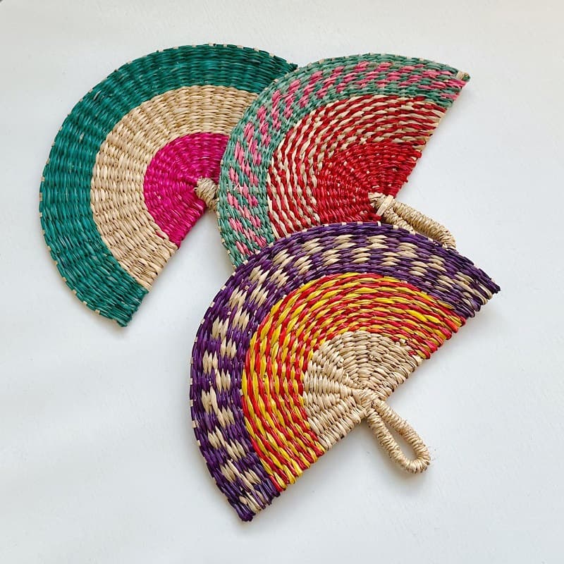 Vietnamese imported handmade woven fans, seaweed and straw woven fans, daily use, Instagram style, African elements, wall decorations, summer.