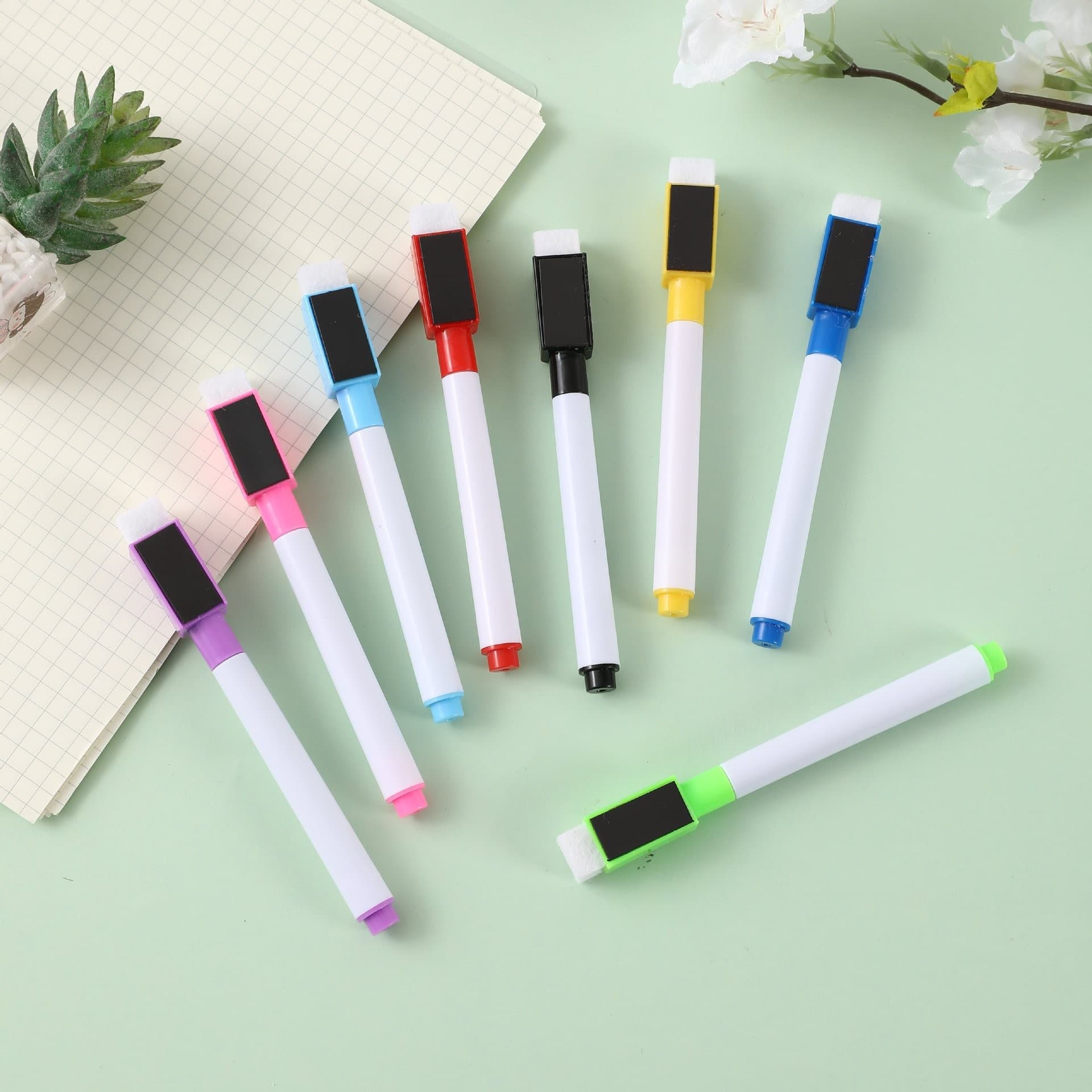 Magnetic whiteboard pen, white water-based ink, attachable and erasable, office school supplies, colored blackboard marker, wholesale