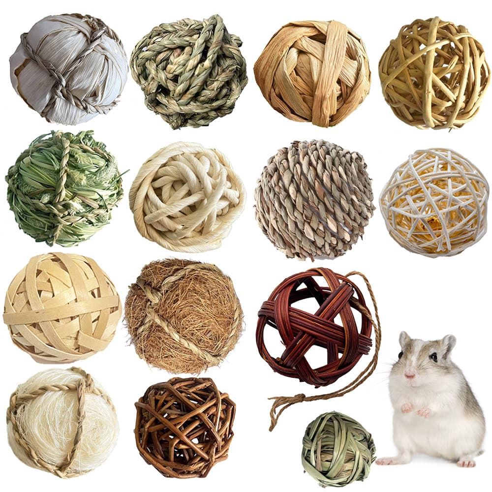 Woven grass ball for hamster, rabbit, parrot, chinchilla, and small pet toys, chew and grinding toy, factory direct