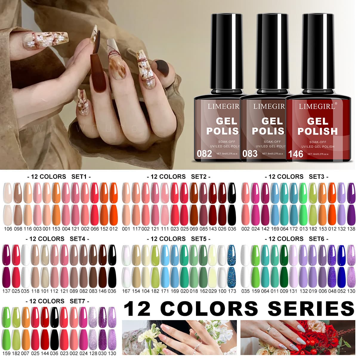 Nail Art Tool Set 12-Color Gel Polish Kit with Gift Box Base Coat Top Coat Dehydrator Functional Gel