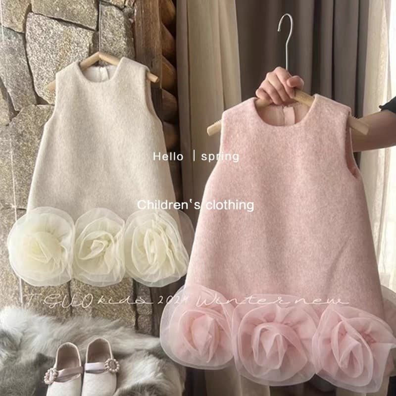 Tian Xiaosi Girls' Little Fragrance Dress, New Autumn Winter Children's Baby One-Year-Old Birthday Dress, Floral Vest Dress