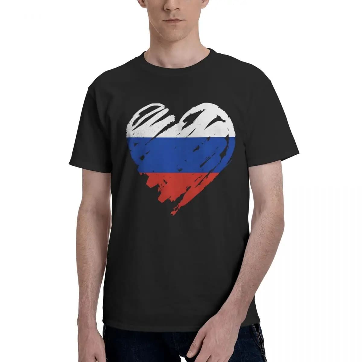 I Love Russia T-Shirt Cotton Tops for Men Classic Vintage Fun