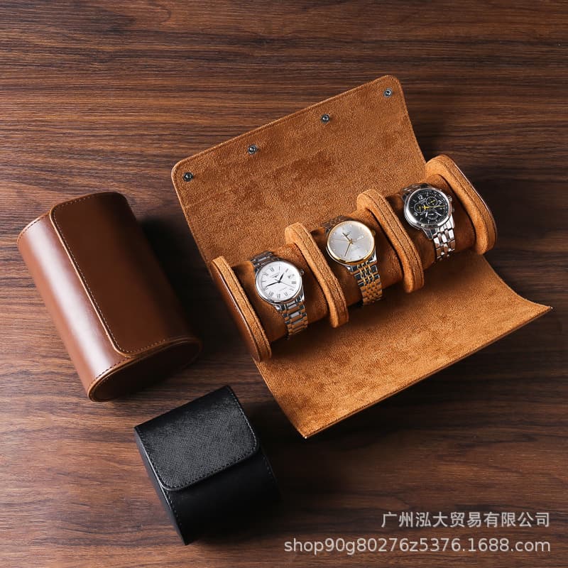 Portable watch storage cases, PU 3-slot anti-dust/drop-proof mechanical watch travel cases, ready-to-ship