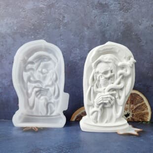 X1608 Grim Reaper Snake Ornament Decorative Cement Plaster Mold DIY Silicone Mold