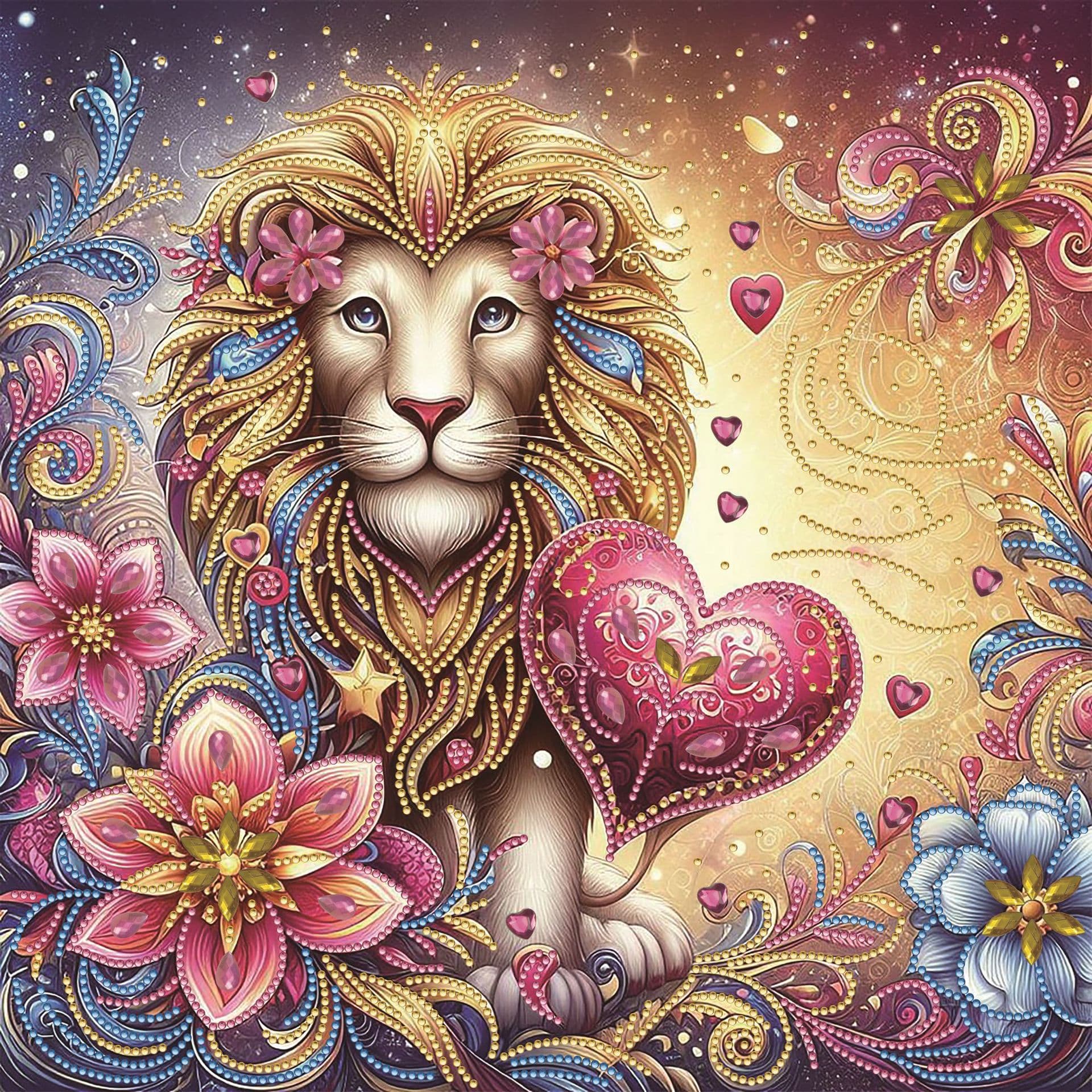 5D Special Shape Diamond Art Kit Lion, Suitable for Beginners, Adult Diamond Painting Kit