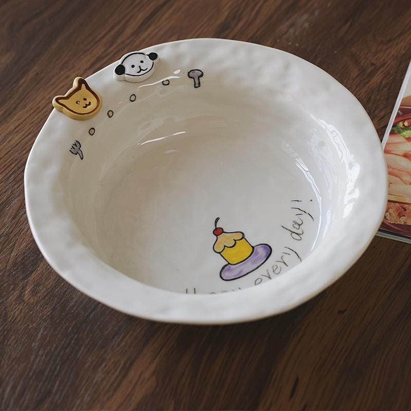 Zeten's cute plate ceramic personalized super cute dessert snack pasta salad Western food shallow soup plate children's tableware