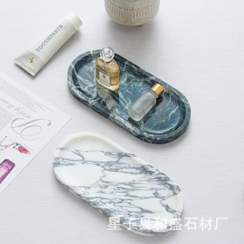 Manufacturer marble bathroom oval tray washbasin bathroom toiletries hotel towel aromatherapy storage tray