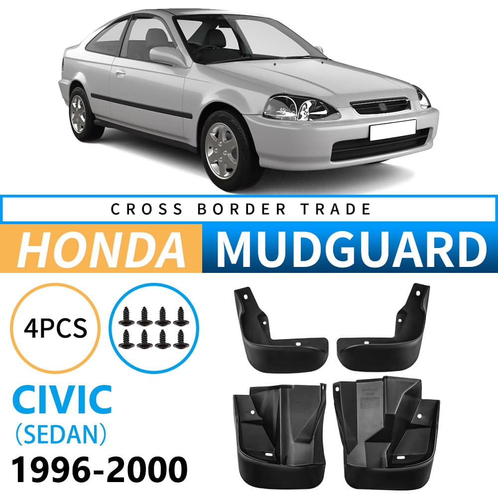 Honda Civic 1996-2000 Sedan Tire Mud Flaps, Leather, Soft, Durable, Protection Against Mud, Water, Sand, and Stone Scratches