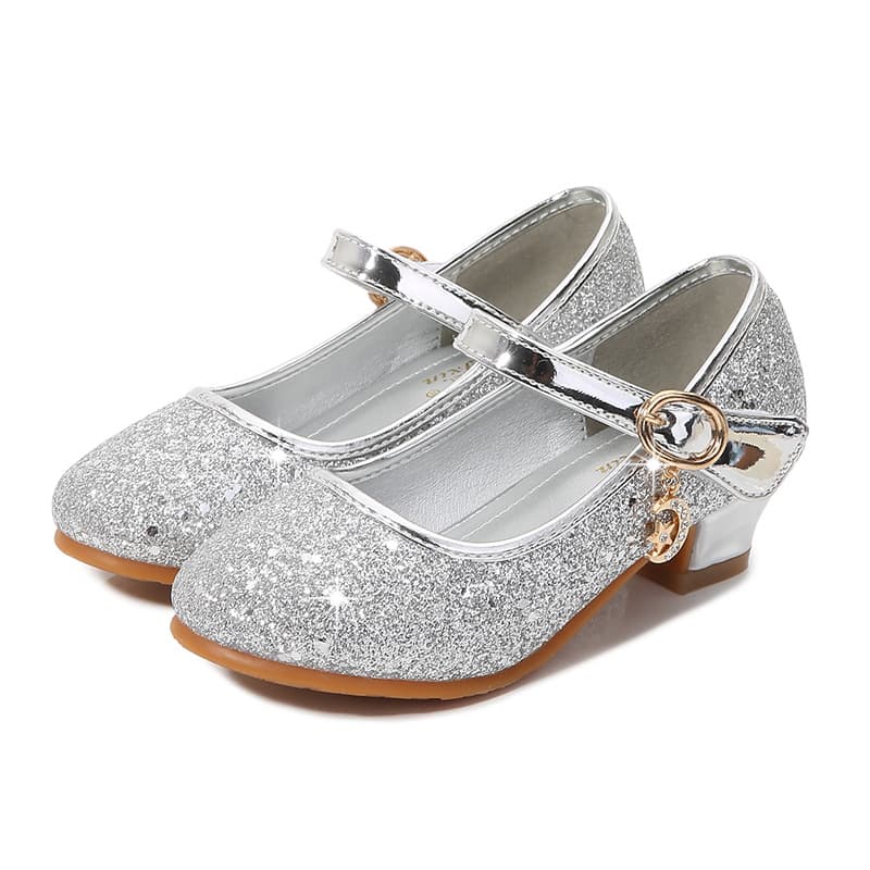 Princess Style Children's High Heel Shoes Silver Performance Shoes Girls Spring Autumn Seasonal Fashion